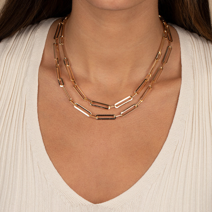 Wide Elongated Paperclip Chain Necklace - Adina Eden's Jewels