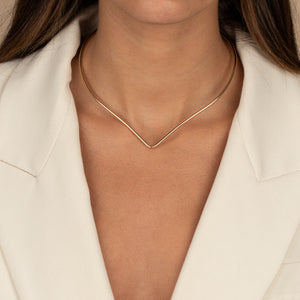  Solid V Shape Collar Choker Necklace - Adina Eden's Jewels