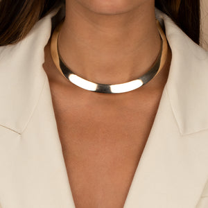  Solid Wide Curved Collar Necklace - Adina Eden's Jewels