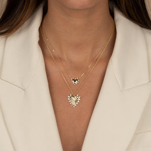  CZ Rimmed Solid Heart Pendant Necklace - Adina Eden's Jewels