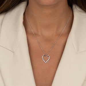  CZ Rimmed & Pave Open Heart Pendant Necklace - Adina Eden's Jewels