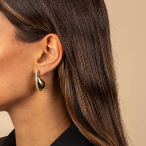  CZ Lined Teardrop Drop Stud Earring - Adina Eden's Jewels