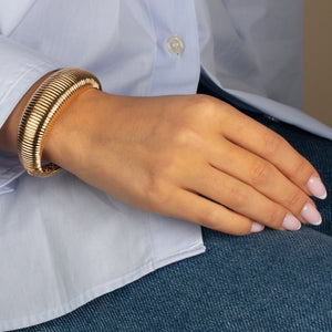  Ridged Snake Chain Graduated Bangle Bracelet - Adina Eden's Jewels