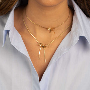  Herringbone Bow Tie Necklace - Adina Eden's Jewels
