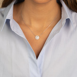  Pave X Baguette Round Pendant Necklace - Adina Eden's Jewels