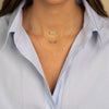  Diamond Pave Bubble Outline Hebrew 'Mom' Necklace 14K - Adina Eden's Jewels