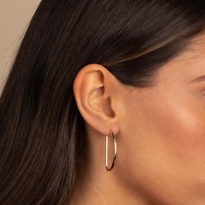  Solid Geometric Shape Hoop Earring 14K - Adina Eden's Jewels