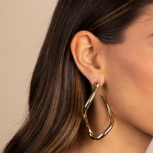  Solid Curved Shape Open Hoop Earring - Adina Eden's Jewels