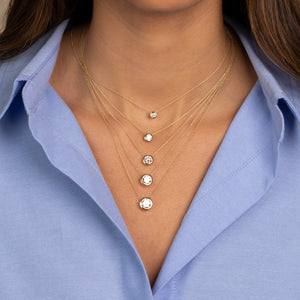  Lab Grown Diamond Solitaire Bezel Necklace 14K - Adina Eden's Jewels