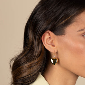  CZ Puffy Heart Huggie Earring - Adina Eden's Jewels