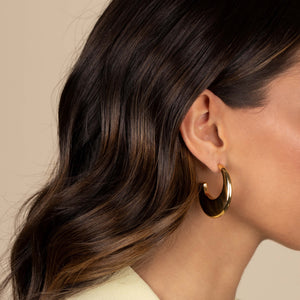  Solid Wide Flat Hoop Earring - Adina Eden's Jewels