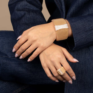  Pave Accented Wide Mesh Ring - Adina Eden's Jewels