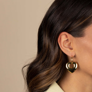  Solid Open Heart Dangling Huggie Earring - Adina Eden's Jewels