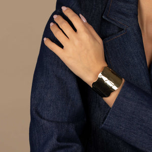  Solid Textured Wide Cuff Bangle Bracelet - Adina Eden's Jewels