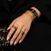  Solid Wide Lined Cuff Bangle Bracelet - Adina Eden's Jewels