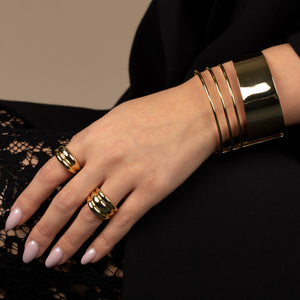  Solid Wide Lined Cuff Bangle Bracelet - Adina Eden's Jewels