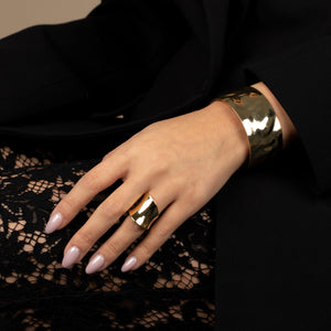  Solid Indented Cuff Bangle Bracelet - Adina Eden's Jewels