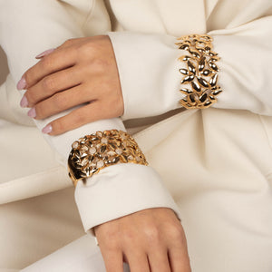  Solid Multi Flower Petal Bangle Bracelet - Adina Eden's Jewels