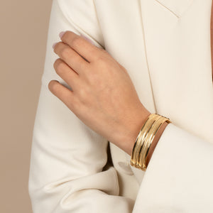  Solid Double Row Indented Bangle Bracelet - Adina Eden's Jewels