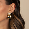  Solid/Pave Heart Dangling Drop Stud Earring - Adina Eden's Jewels