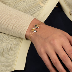  Pave Outlined Bow Tie Pendant Bracelet - Adina Eden's Jewels