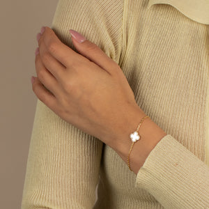  Pave Outlined Four Leaf Clover Bracelet - Adina Eden's Jewels