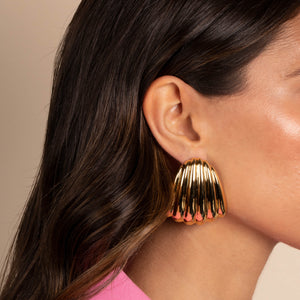  Solid Ridged Shell On The Ear Stud Earring - Adina Eden's Jewels