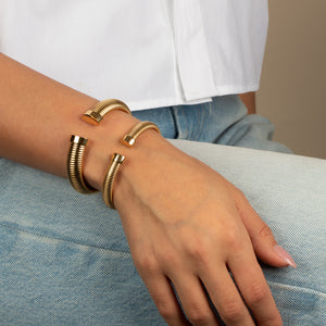  Solid Wide Snake Open Claw Bangle Bracelet - Adina Eden's Jewels