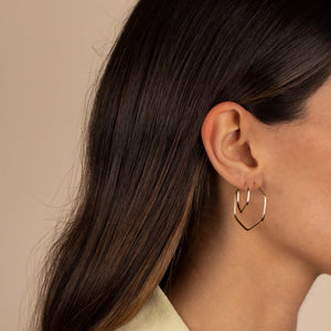  Solid Endless Octagon Shape Hoop Earring 14K - Adina Eden's Jewels