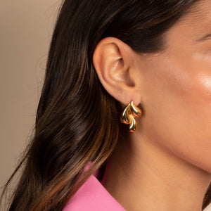  Solid Triple Puffy Teardrop Stud Earring - Adina Eden's Jewels