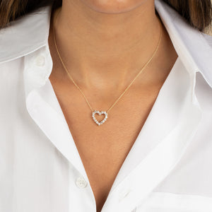 Lab Grown Diamond Cut Out Heart Necklace 14K - Adina Eden's Jewels