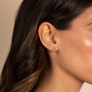  Double CZ Bow Tie Stud Earring 14K - Adina Eden's Jewels