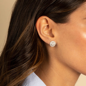  Pave X Baguette Round Stud Earring - Adina Eden's Jewels