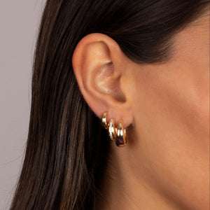 Solid/Pave Graduated Huggie Earring Combo Set - Adina Eden's Jewels