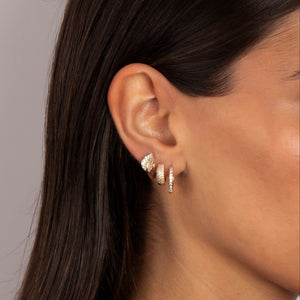 Pave Leaf Huggie Earring Combo Set - Adina Eden's Jewels
