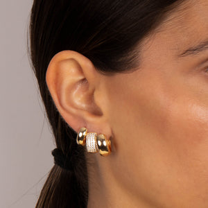 Solid/Pave Wide Huggie Earring Combo Set - Adina Eden's Jewels