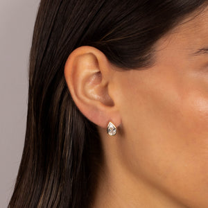 CZ Pear Bezel Huggie Earring - Adina Eden's Jewels