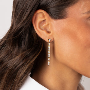 CZ Tennis Style Double Drop Stud Earring - Adina Eden's Jewels