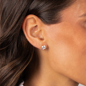 CZ Solitaire Four Prong Stud Earring - Adina Eden's Jewels