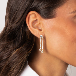 Fancy CZ Tennis Drop Pear Stud Earring - Adina Eden's Jewels