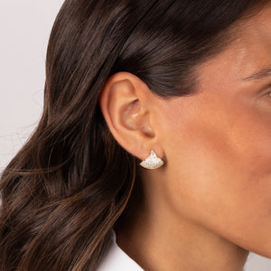CZ Pave Fan Stud Earring - Adina Eden's Jewels