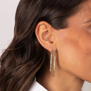 Fancy CZ Bezel Double Tennis Drop Stud Earring - Adina Eden's Jewels
