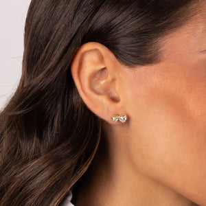 Multi CZ Heart Stud Earring - Adina Eden's Jewels