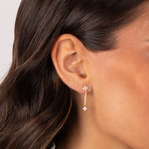 CZ Flower Chain Drop Stud Earring - Adina Eden's Jewels