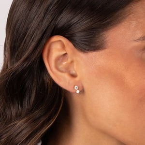 Double CZ Stud Earring - Adina Eden's Jewels