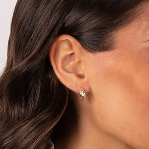 CZ Bezel Claw Huggie Earring - Adina Eden's Jewels