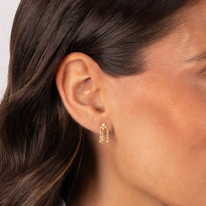 CZ Triple Chain Drop Stud Earring - Adina Eden's Jewels