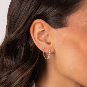 CZ Chain Double Stud Earring - Adina Eden's Jewels
