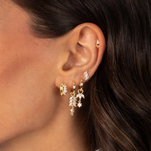 CZ Marquise Dangling Cluster Huggie Earring - Adina Eden's Jewels