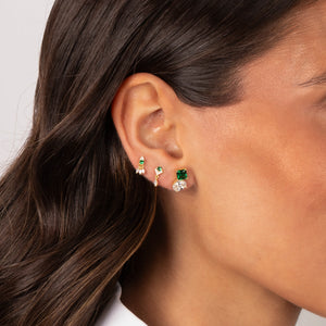 Colored CZ Pear X Emerald Stud Earring - Adina Eden's Jewels